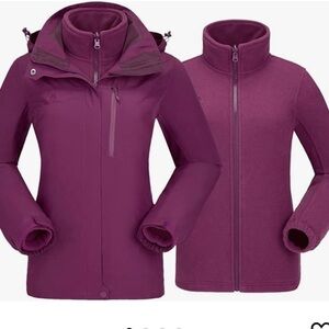 CAMEL CROWN Waterproof Hooded Ski Jacket Windbreaker Womens XL